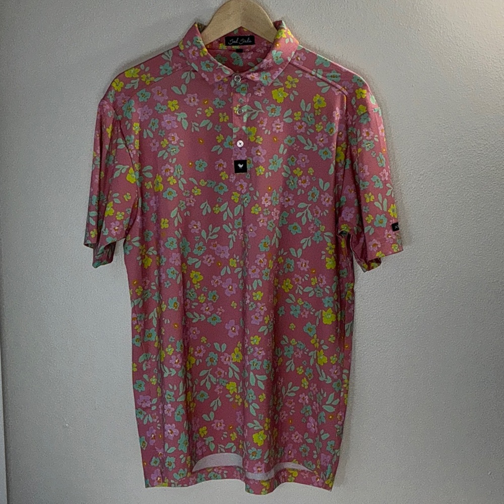 Bad Birdie Pink Floral Golf Shirt